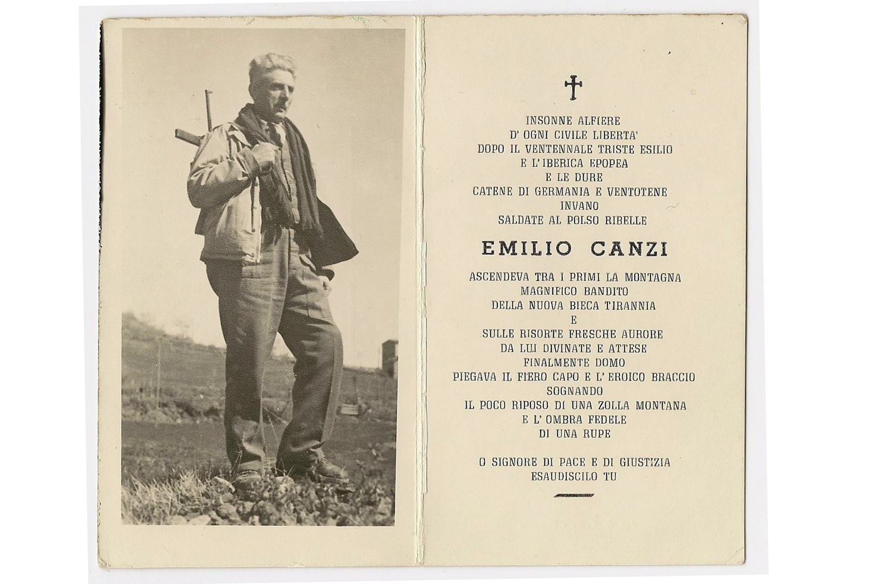 Fig. 8. Santino funebre di Emilio Canzi [Archivio Anpi Piacenza, Fondo Schede Anagrafiche].
